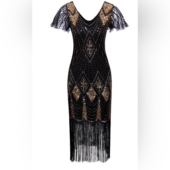 Vijiv Dresses & Skirts - Elegant Black and Gold Women's Dress
